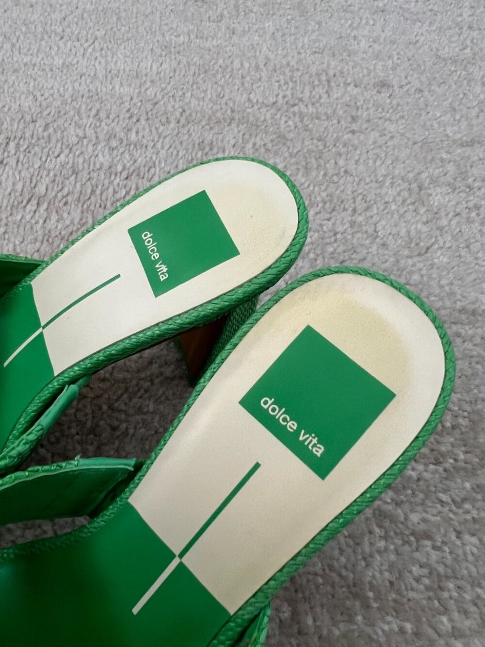 Dolce Vita Nitro Square Toe Strappy Chunky Heels Sandals Shoes 7.5 Green - Picture 2 of 13